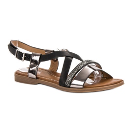 Small Swan Sandalias con cristales negro 4