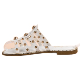 Renda Zapatillas con diamantes de imitación blanco 4
