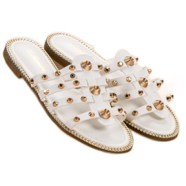 Renda Zapatillas con diamantes de imitación blanco 6