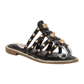 Renda Zapatillas con diamantes de imitación negro 3