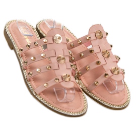 Renda Zapatillas con diamantes de imitación rosado 1