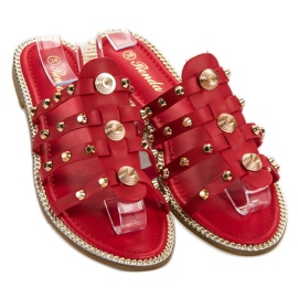 Renda Zapatillas con diamantes de imitación rojo 1