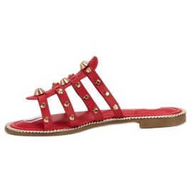 Renda Zapatillas con diamantes de imitación rojo 5