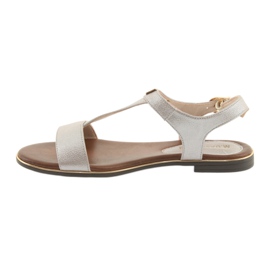 M.Daszyński Sandalias tacón plano Daszyński 1583 beige perla marrón gris 2