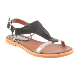 M.Daszyński Sandalias tacón plano Daszyński plata-negro gris 1