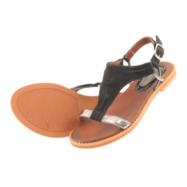 M.Daszyński Sandalias tacón plano Daszyński plata-negro gris 4