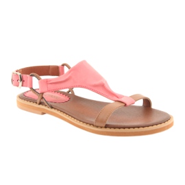 M.Daszyński Sandalias tacón plano Daszyński Living Coral marrón rojo 1