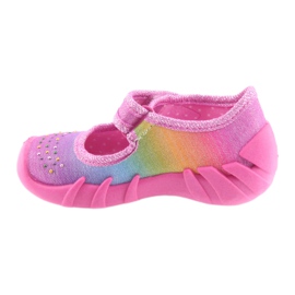 Pantuflas infantiles befado arcoíris 109P183 rosa con circonitas rosado 2