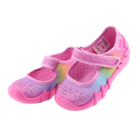 Pantuflas infantiles befado arcoíris 109P183 rosa con circonitas rosado 3