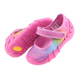 Pantuflas infantiles befado arcoíris 109P183 rosa con circonitas rosado 4