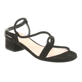 Edeo Sandalias de cuero para mujeres 3386 Negro 1