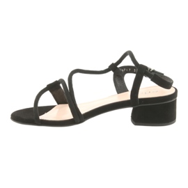 Edeo Sandalias de cuero para mujeres 3386 Negro 2