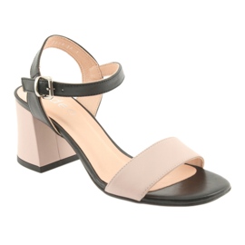 Sandalias mujer Edeo 3339 polvo / negro rosado 1