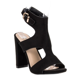 Ideal Shoes Sandalias de tacón sexy negro 6