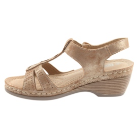 Sandalias cómodas de mujer DK dorado beige marrón 2