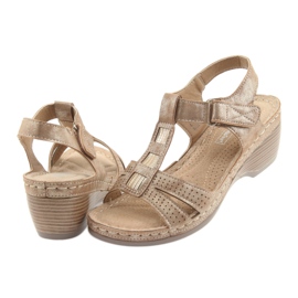 Sandalias cómodas de mujer DK dorado beige marrón 4