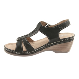 DK Sandalias de mujer Inserto de cuero negro 2 DK Sandalias de mujer Inserto de cuero negro 2