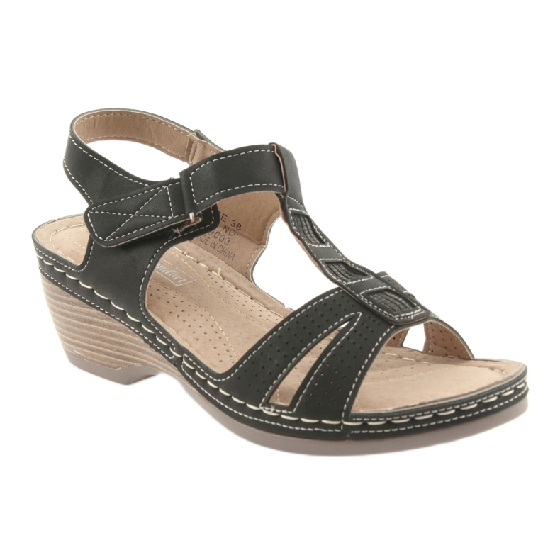 DK Sandalias de mujer Inserto de cuero negro 1 DK Sandalias de mujer Inserto de cuero negro 1