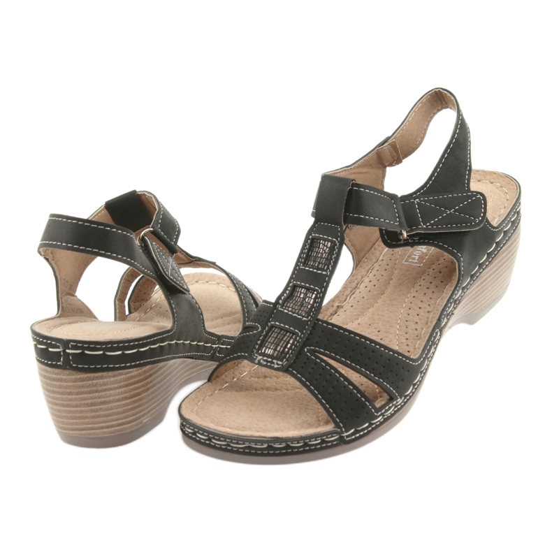 DK Sandalias de mujer Inserto de cuero negro 4 DK Sandalias de mujer Inserto de cuero negro 4