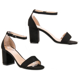 Super Mode Sandalias de gamuza elegantes negro 6