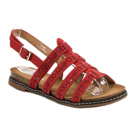 Renda Sandalias rojas cómodas rojo 4