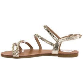 L. Lux. Shoes Sandalias Planas Con Circonita amarillo 5