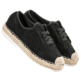 Ideal Shoes Alpargatas con cordones negro 1 Ideal Shoes Alpargatas con cordones negro 1