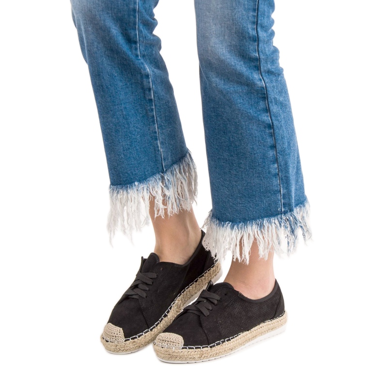 Ideal Shoes Alpargatas con cordones negro 2 Ideal Shoes Alpargatas con cordones negro 2