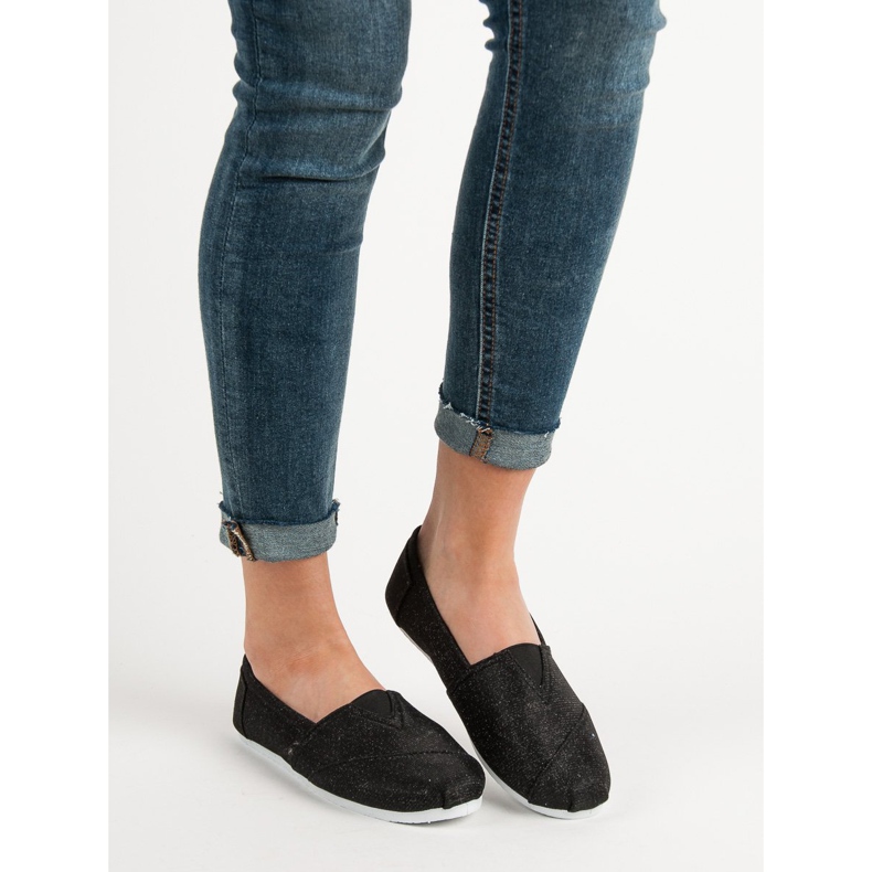 SHELOVET Zapatillas slip on con purpurina negro 1