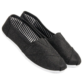 SHELOVET Zapatillas slip on con purpurina negro 7