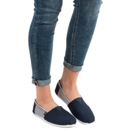 SHELOVET Zapatillas sin cordones ligeras blanco azul marino 1