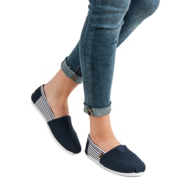 SHELOVET Zapatillas sin cordones ligeras blanco azul marino 2