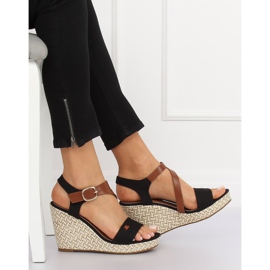 Black BL-360 Sandalias de cuña negras negro 1
