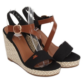 Black BL-360 Sandalias de cuña negras negro 3