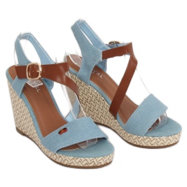 Azul BL-360 Sandalias cuña azul 3