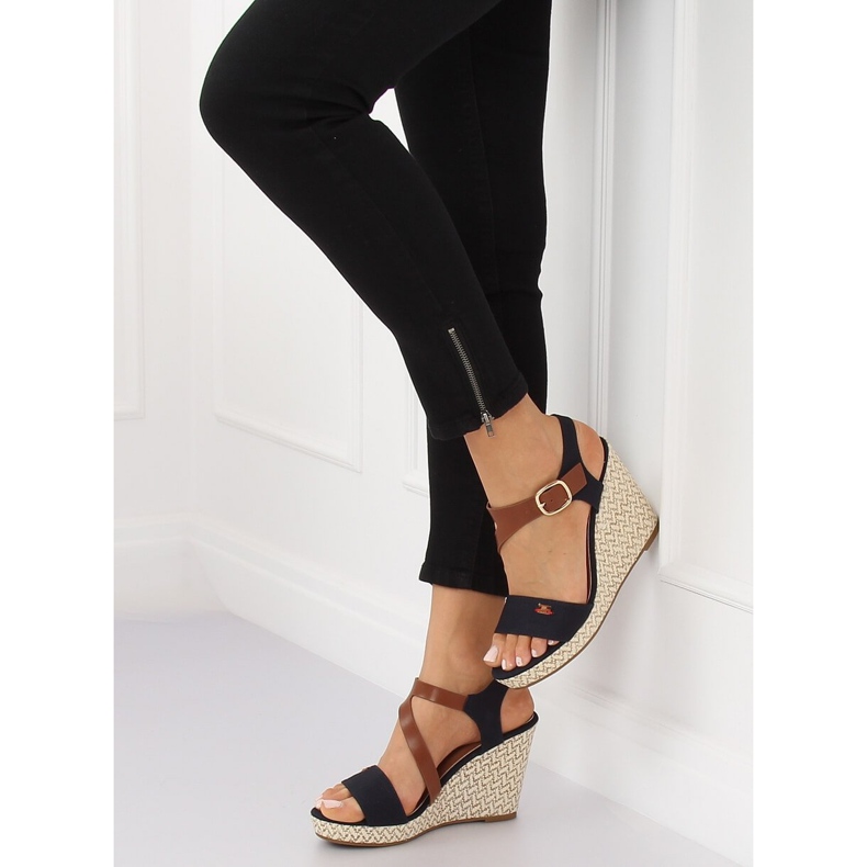 Sandalias cuña BL-360 Navy marrón azul marino 1