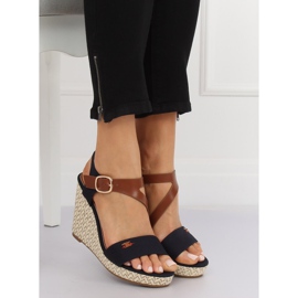 Sandalias cuña BL-360 Navy marrón azul marino 3