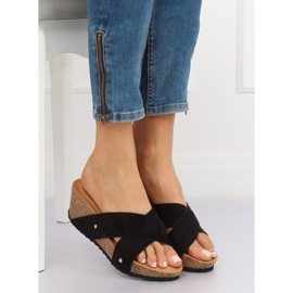 Black G1560 Pantuflas cuña negras negro 3