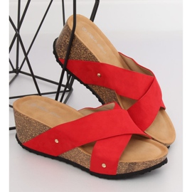 Red G1560 Pantuflas de cuña rojas rojo 2