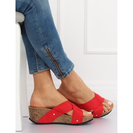 Red G1560 Pantuflas de cuña rojas rojo 1