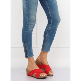 Red G1560 Pantuflas de cuña rojas rojo 3