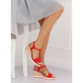 Sandalias rojas con cuña H-59 Rojo 3
