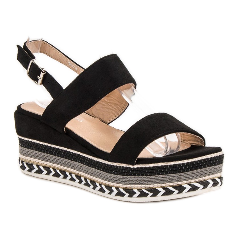 Primavera Sandalias de cuña boho negro 2 Primavera Sandalias de cuña boho negro 2
