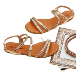 L. Lux. Shoes Sandalias Planas Con Circonita amarillo 3