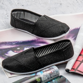 SHELOVET Zapatillas slip on con purpurina negro 3