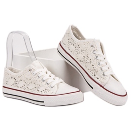Renda Zapatillas de encaje blanco 5