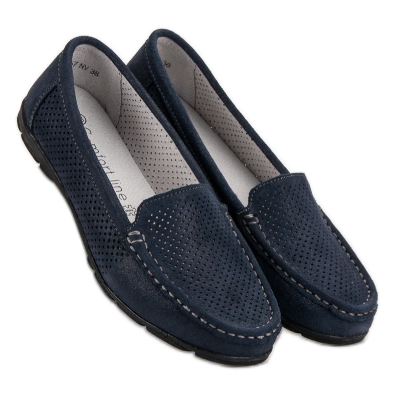 Mocasines VINCEZA de piel azul marino 1