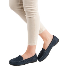 Mocasines VINCEZA de piel azul marino 3