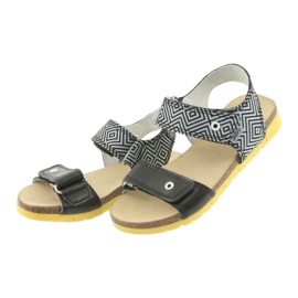 Bartek Sandalias de cuero para niñas 56183 Negro con patrón 3