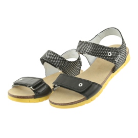 Bartek Sandalias de cuero para niñas 59183 Negro con patrón 3
